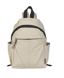 Lorenz Zip Round Backpack with Front Zip Pocket, 2 Side Pockets & Back Security Zip In Soft Crinkled Nylon